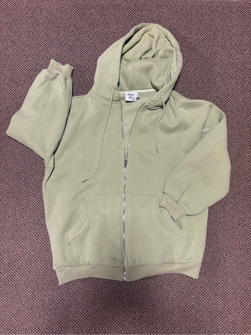 Princess Polly Light Green Zip-Up Hoodie